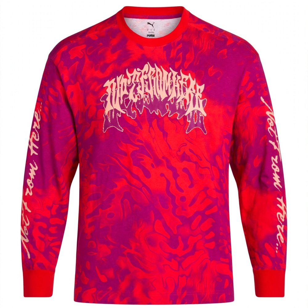 Puma Red and Purple NOT FEOM HERE Graphic Long Sleeve Tee